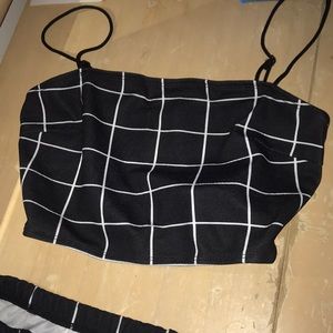 a crop top and a skirt set
